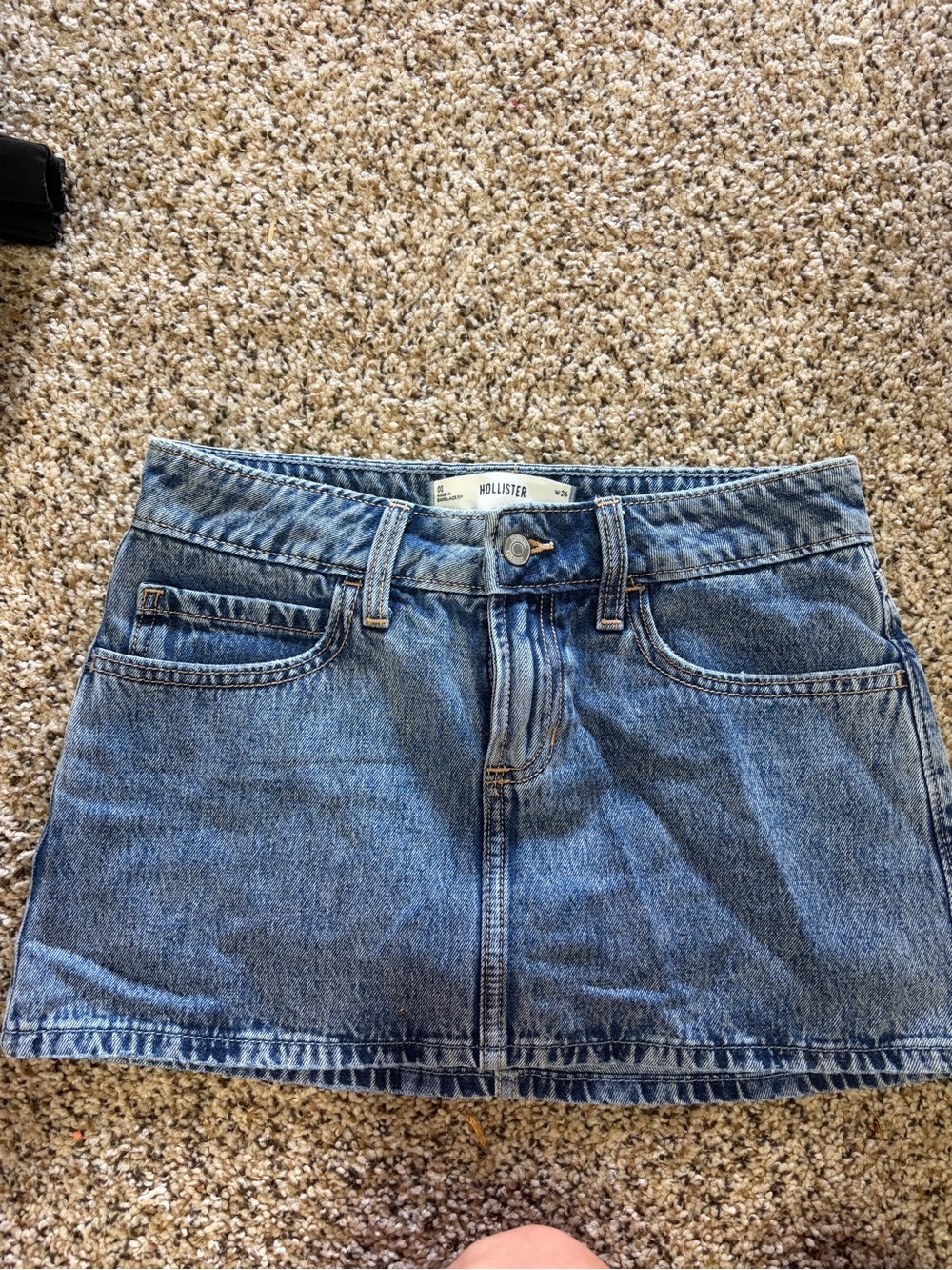 Hollister Classic Washed Denim Mini Skirt - Medium Blue